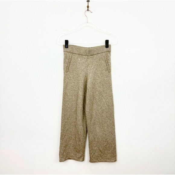Heartloom Pants - Heartloom Beige Knit Wide Leg Crop Lounge Pants XS Pull On